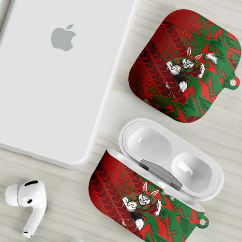 South Sydney Rabbitohs Rugby AirPods Case Fierce Mascot Geometric Tribal Art