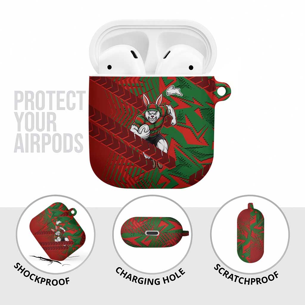 South Sydney Rabbitohs Rugby AirPods Case Fierce Mascot Geometric Tribal Art