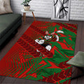 South Sydney Rabbitohs Rugby Area Rug Fierce Mascot Geometric Tribal Art