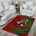 South Sydney Rabbitohs Rugby Area Rug Fierce Mascot Geometric Tribal Art