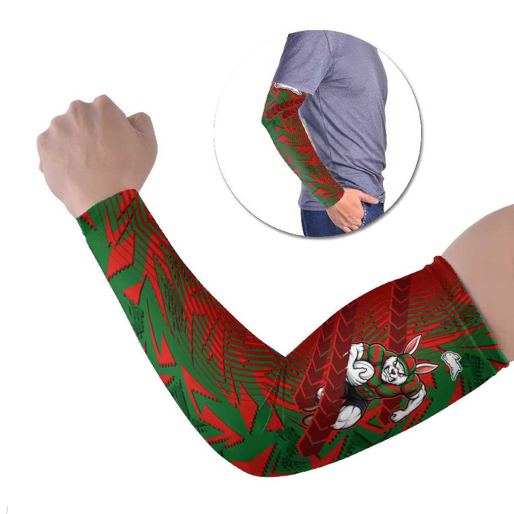South Sydney Rabbitohs Rugby Arm Sleeves Fierce Mascot Geometric Tribal Art