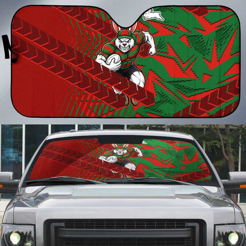 South Sydney Rabbitohs Rugby Auto Sun Shade Fierce Mascot Geometric Tribal Art