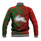 South Sydney Rabbitohs Rugby Baseball Jacket Fierce Mascot Geometric Tribal Art
