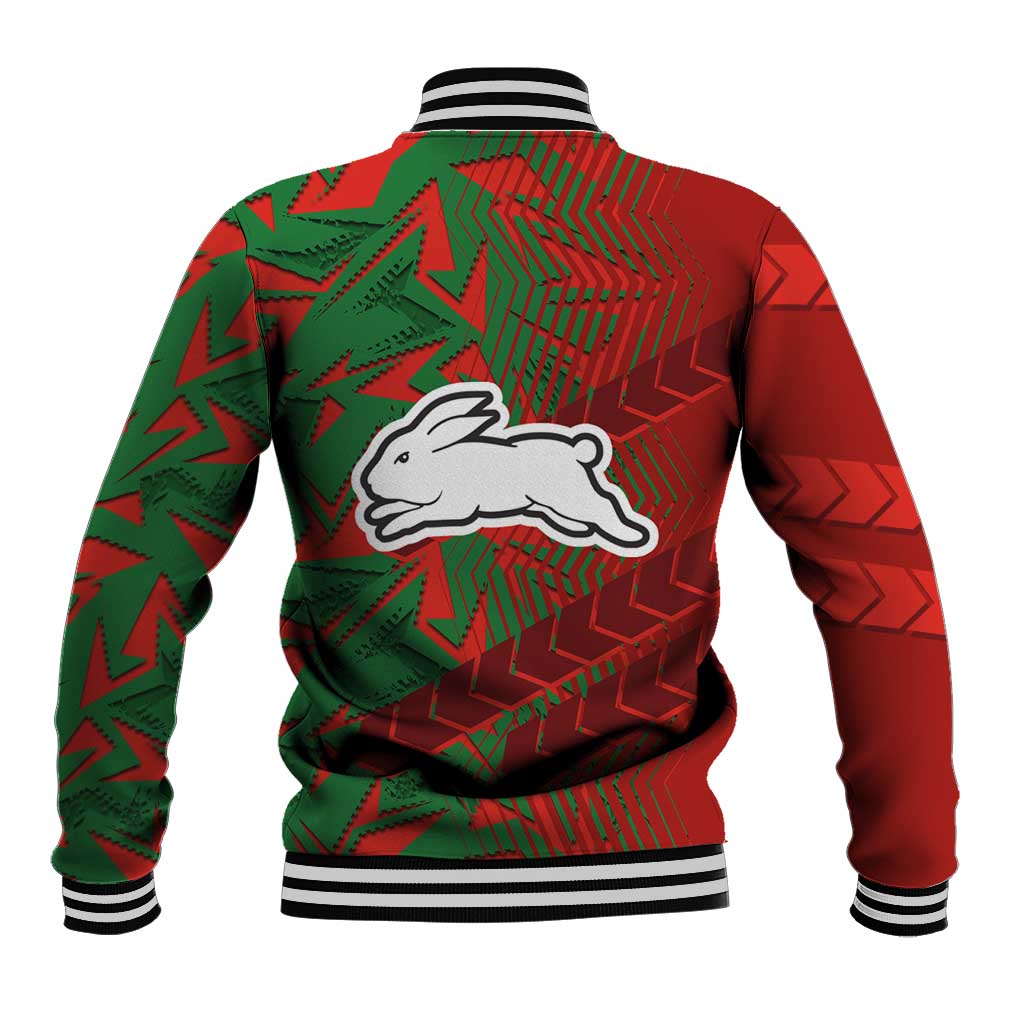 South Sydney Rabbitohs Rugby Baseball Jacket Fierce Mascot Geometric Tribal Art