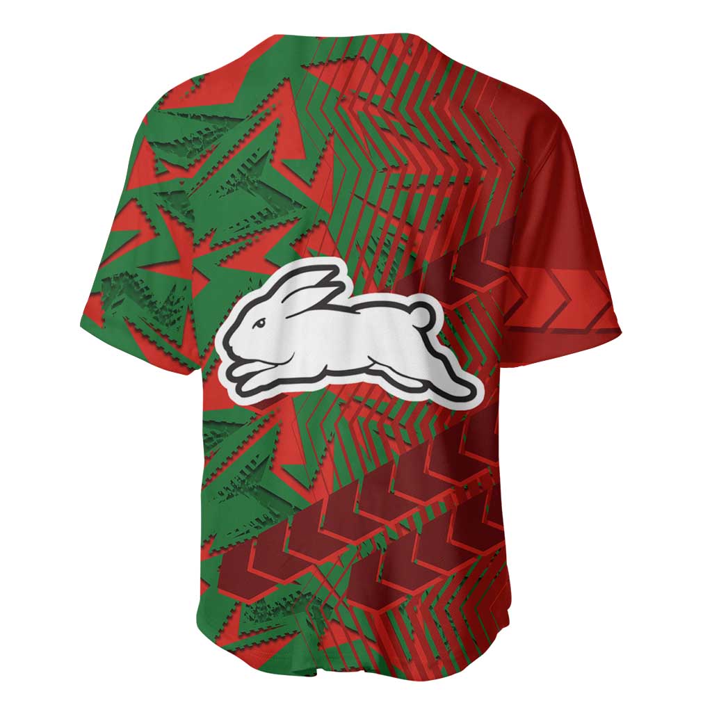 South Sydney Rabbitohs Rugby Baseball Jersey Fierce Mascot Geometric Tribal Art
