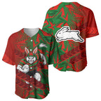 South Sydney Rabbitohs Rugby Baseball Jersey Fierce Mascot Geometric Tribal Art