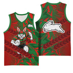 South Sydney Rabbitohs Rugby Basketball Jersey Fierce Mascot Geometric Tribal Art