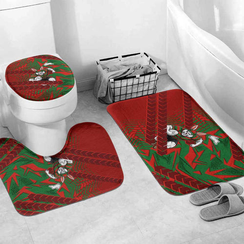 South Sydney Rabbitohs Rugby Bathroom Set Fierce Mascot Geometric Tribal Art