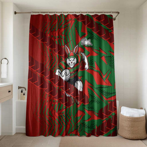 South Sydney Rabbitohs Rugby Bathroom Set Fierce Mascot Geometric Tribal Art