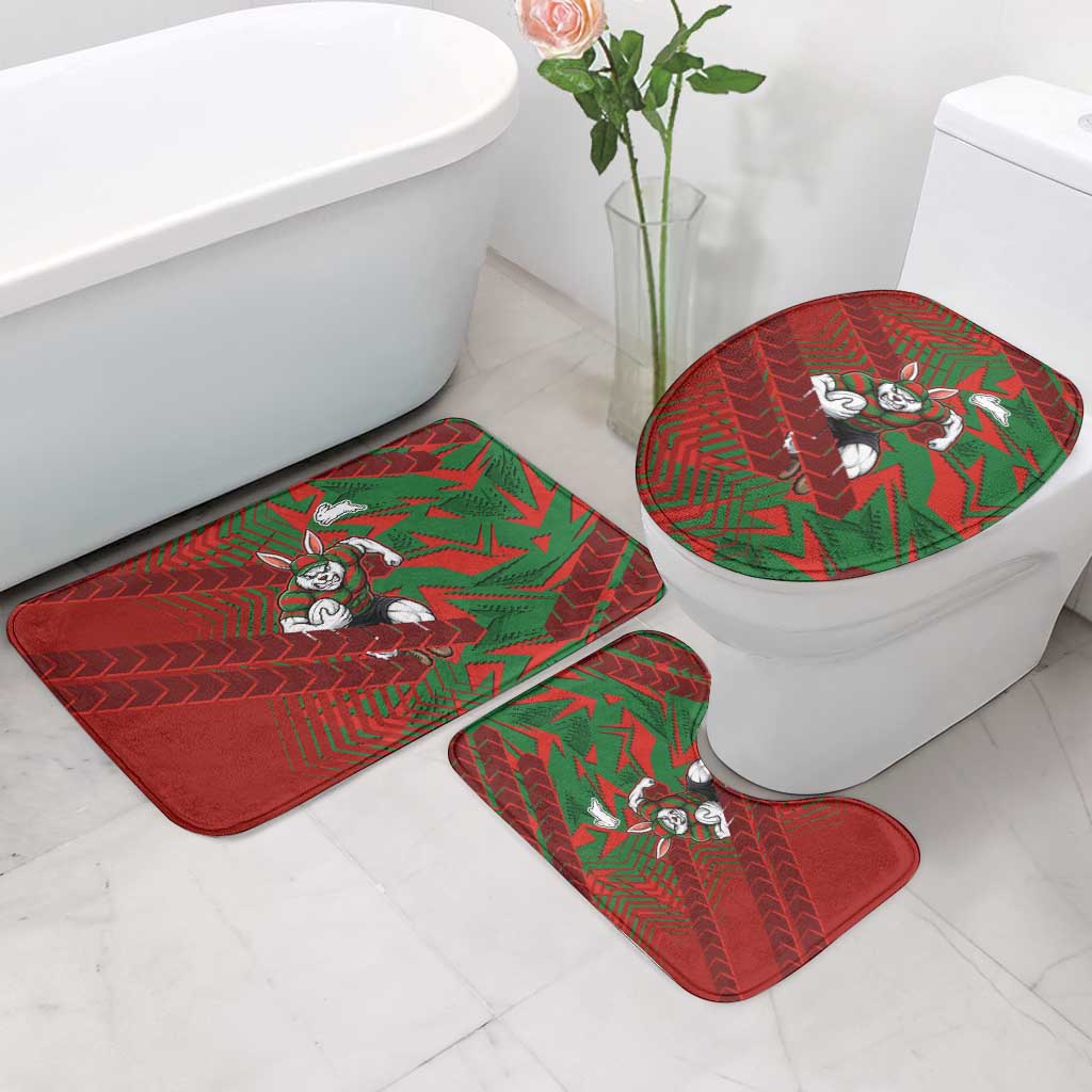 South Sydney Rabbitohs Rugby Bathroom Set Fierce Mascot Geometric Tribal Art