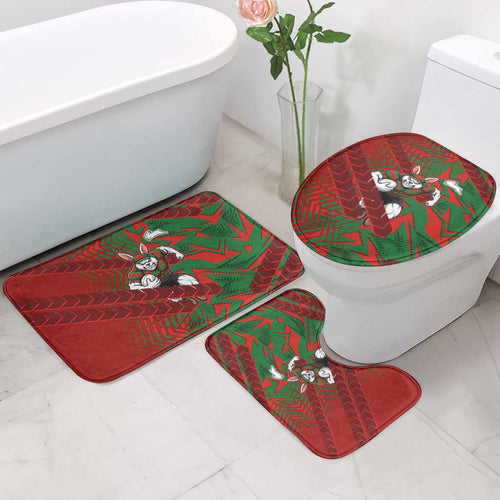 South Sydney Rabbitohs Rugby Bathroom Set Fierce Mascot Geometric Tribal Art