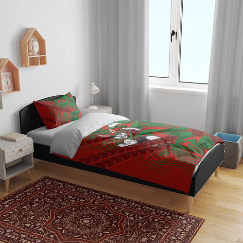 South Sydney Rabbitohs Rugby Bedding Set Fierce Mascot Geometric Tribal Art