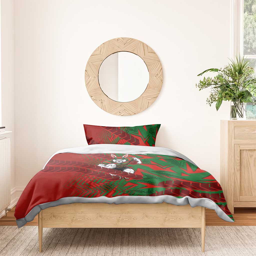 South Sydney Rabbitohs Rugby Bedding Set Fierce Mascot Geometric Tribal Art