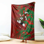 South Sydney Rabbitohs Rugby Blanket Fierce Mascot Geometric Tribal Art