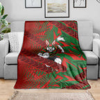 South Sydney Rabbitohs Rugby Blanket Fierce Mascot Geometric Tribal Art