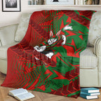 South Sydney Rabbitohs Rugby Blanket Fierce Mascot Geometric Tribal Art