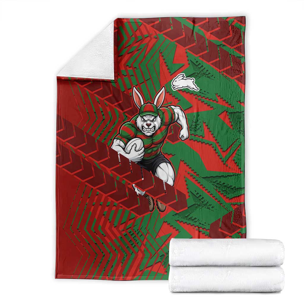 South Sydney Rabbitohs Rugby Blanket Fierce Mascot Geometric Tribal Art