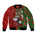 South Sydney Rabbitohs Rugby Bomber Jacket Fierce Mascot Geometric Tribal Art