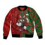 South Sydney Rabbitohs Rugby Bomber Jacket Fierce Mascot Geometric Tribal Art