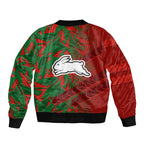 South Sydney Rabbitohs Rugby Bomber Jacket Fierce Mascot Geometric Tribal Art