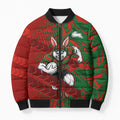 South Sydney Rabbitohs Rugby Bomber Puffer Jacket Fierce Mascot Geometric Tribal Art