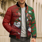South Sydney Rabbitohs Rugby Bomber Puffer Jacket Fierce Mascot Geometric Tribal Art