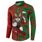 South Sydney Rabbitohs Rugby Button Sweatshirt Fierce Mascot Geometric Tribal Art