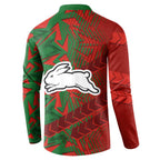 South Sydney Rabbitohs Rugby Button Sweatshirt Fierce Mascot Geometric Tribal Art
