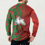South Sydney Rabbitohs Rugby Button Sweatshirt Fierce Mascot Geometric Tribal Art