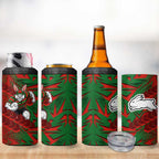 South Sydney Rabbitohs Rugby 4 in 1 Can Cooler Tumbler Fierce Mascot Geometric Tribal Art