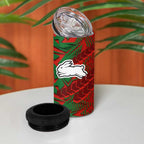 South Sydney Rabbitohs Rugby 4 in 1 Can Cooler Tumbler Fierce Mascot Geometric Tribal Art