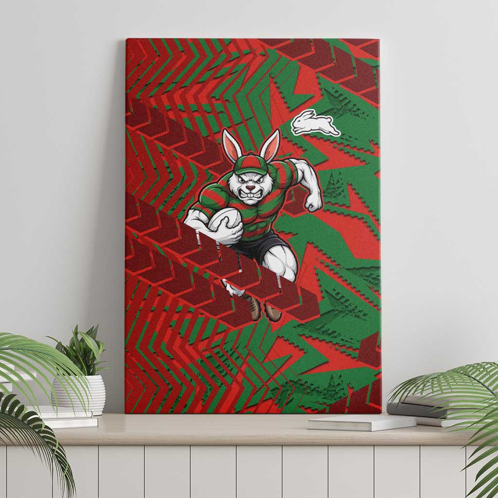 South Sydney Rabbitohs Rugby Canvas Wall Art Fierce Mascot Geometric Tribal Art