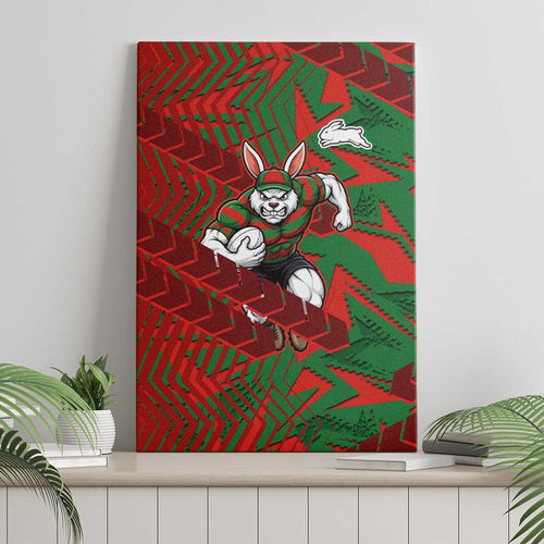 South Sydney Rabbitohs Rugby Canvas Wall Art Fierce Mascot Geometric Tribal Art