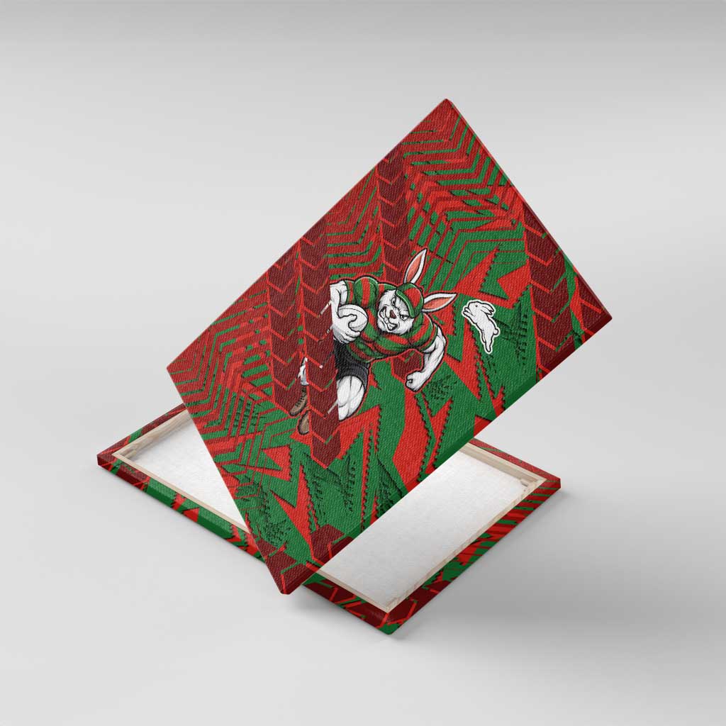 South Sydney Rabbitohs Rugby Canvas Wall Art Fierce Mascot Geometric Tribal Art
