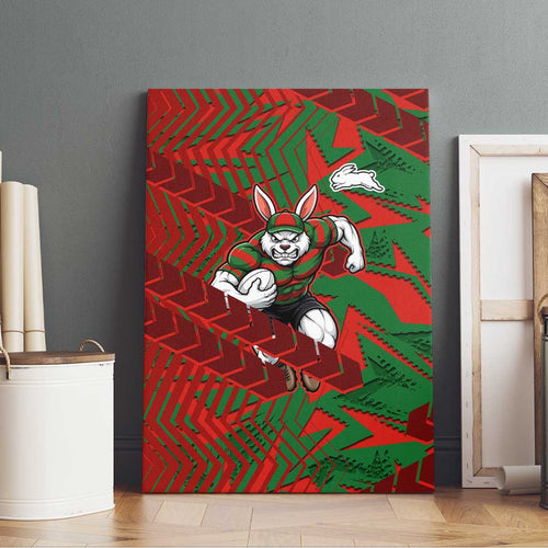 South Sydney Rabbitohs Rugby Canvas Wall Art Fierce Mascot Geometric Tribal Art