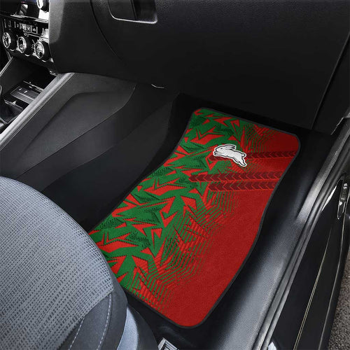 South Sydney Rabbitohs Rugby Car Mats Fierce Mascot Geometric Tribal Art