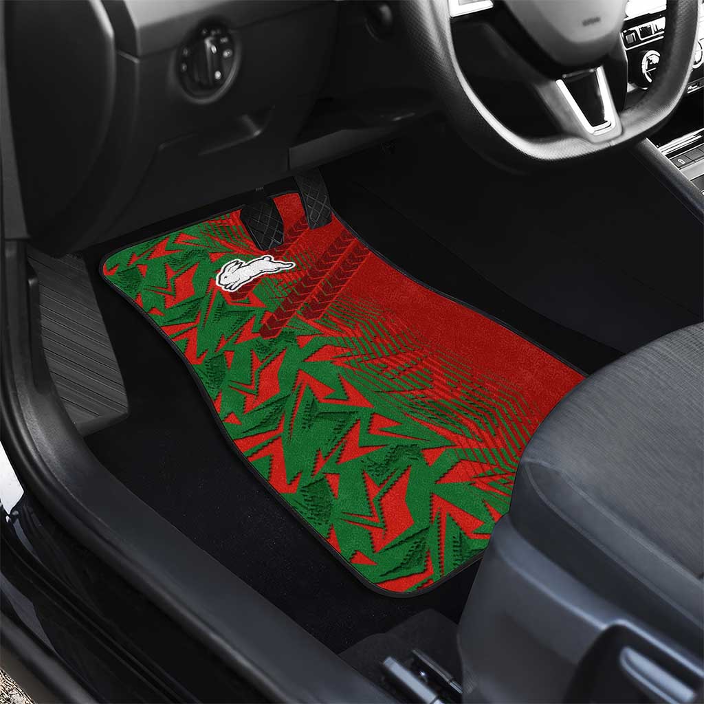 South Sydney Rabbitohs Rugby Car Mats Fierce Mascot Geometric Tribal Art
