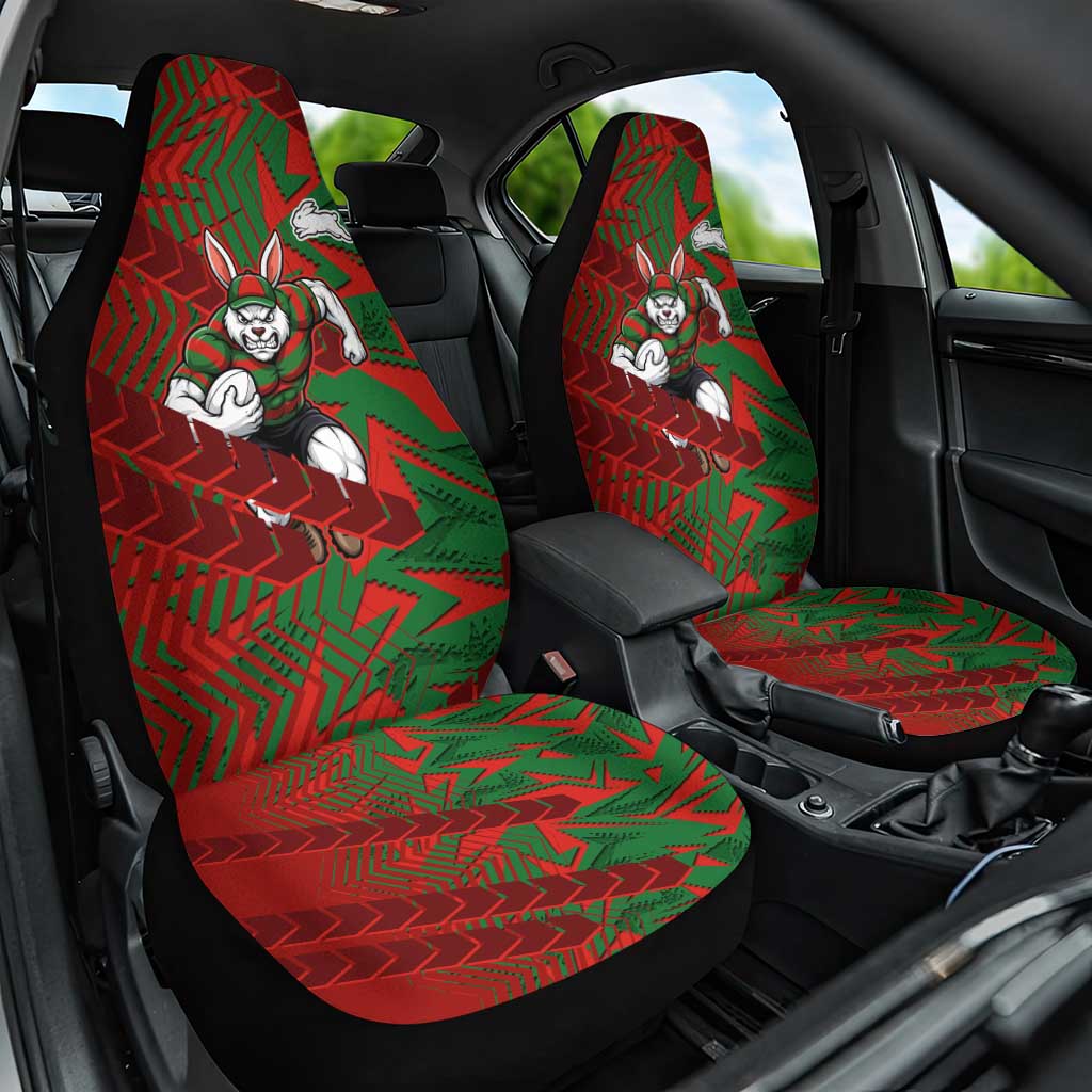 South Sydney Rabbitohs Rugby Car Seat Cover Fierce Mascot Geometric Tribal Art