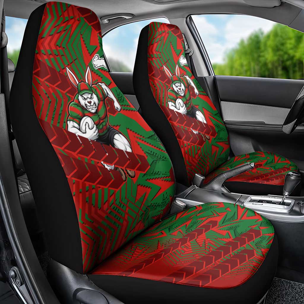 South Sydney Rabbitohs Rugby Car Seat Cover Fierce Mascot Geometric Tribal Art