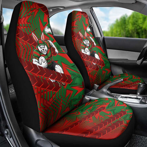 South Sydney Rabbitohs Rugby Car Seat Cover Fierce Mascot Geometric Tribal Art