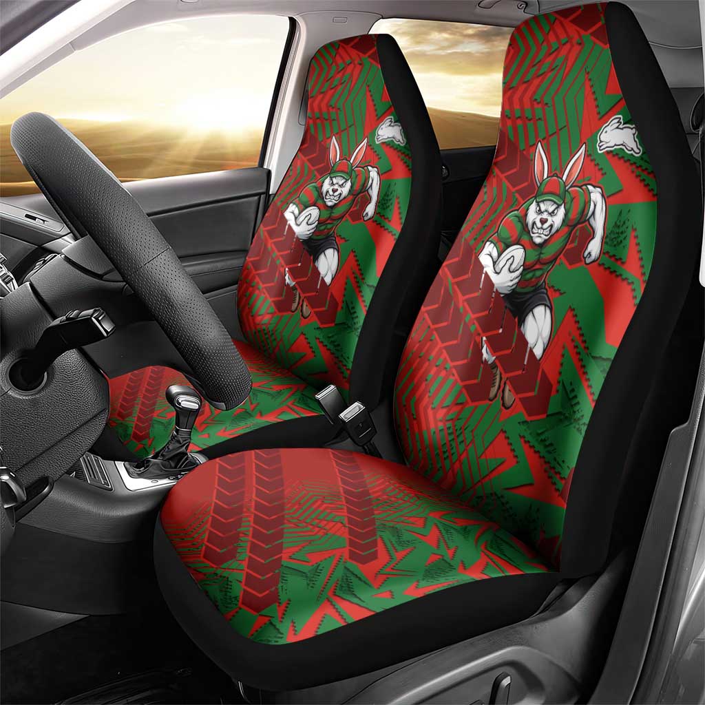 South Sydney Rabbitohs Rugby Car Seat Cover Fierce Mascot Geometric Tribal Art