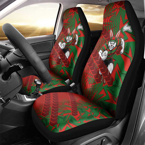 South Sydney Rabbitohs Rugby Car Seat Cover Fierce Mascot Geometric Tribal Art