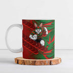South Sydney Rabbitohs Rugby Ceramic Mug Fierce Mascot Geometric Tribal Art