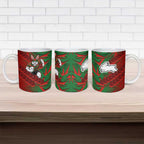 South Sydney Rabbitohs Rugby Ceramic Mug Fierce Mascot Geometric Tribal Art