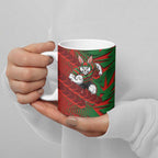 South Sydney Rabbitohs Rugby Ceramic Mug Fierce Mascot Geometric Tribal Art