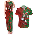 South Sydney Rabbitohs Rugby Couples Matching Tank Maxi Dress and Hawaiian Shirt Fierce Mascot Geometric Tribal Art