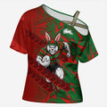 South Sydney Rabbitohs Rugby Cross Shoulder Shirt Fierce Mascot Geometric Tribal Art
