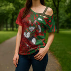 South Sydney Rabbitohs Rugby Cross Shoulder Shirt Fierce Mascot Geometric Tribal Art