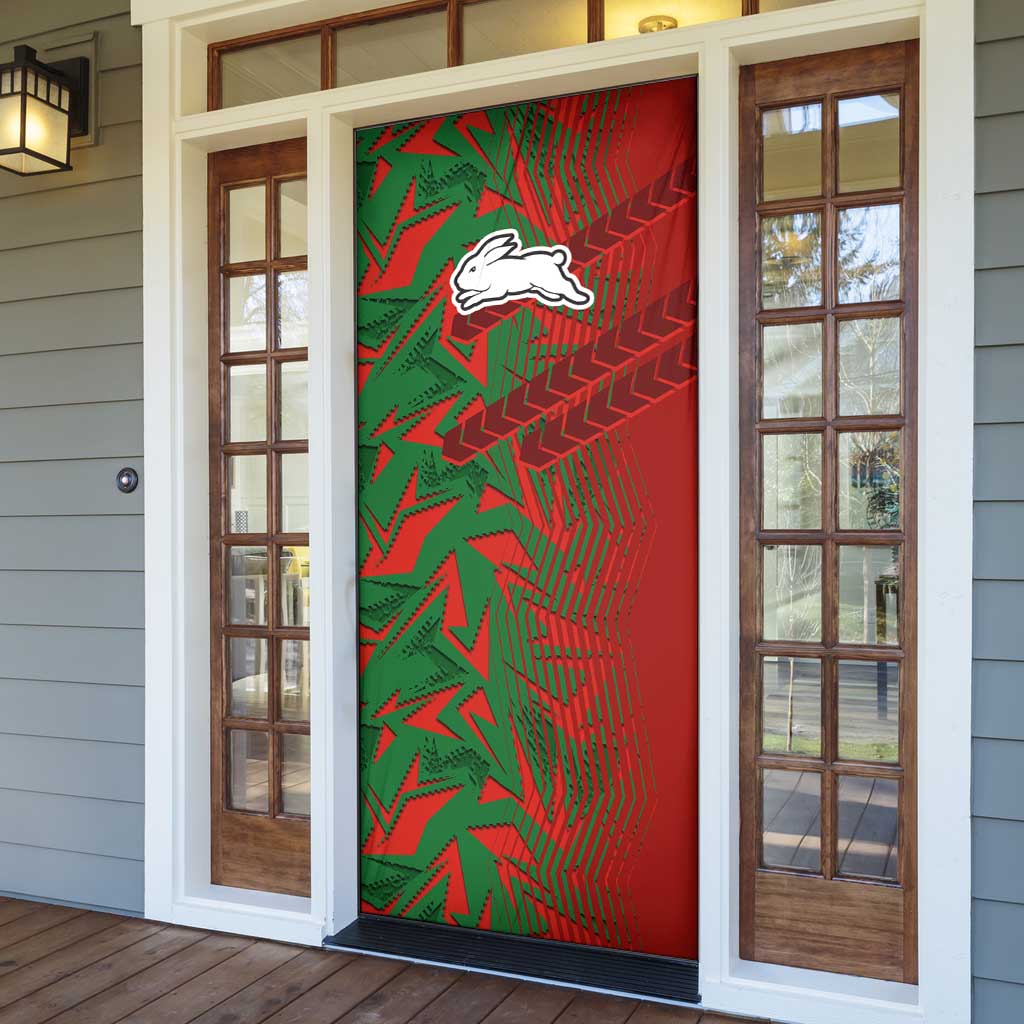 South Sydney Rabbitohs Rugby Door Cover Fierce Mascot Geometric Tribal Art