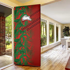 South Sydney Rabbitohs Rugby Door Cover Fierce Mascot Geometric Tribal Art